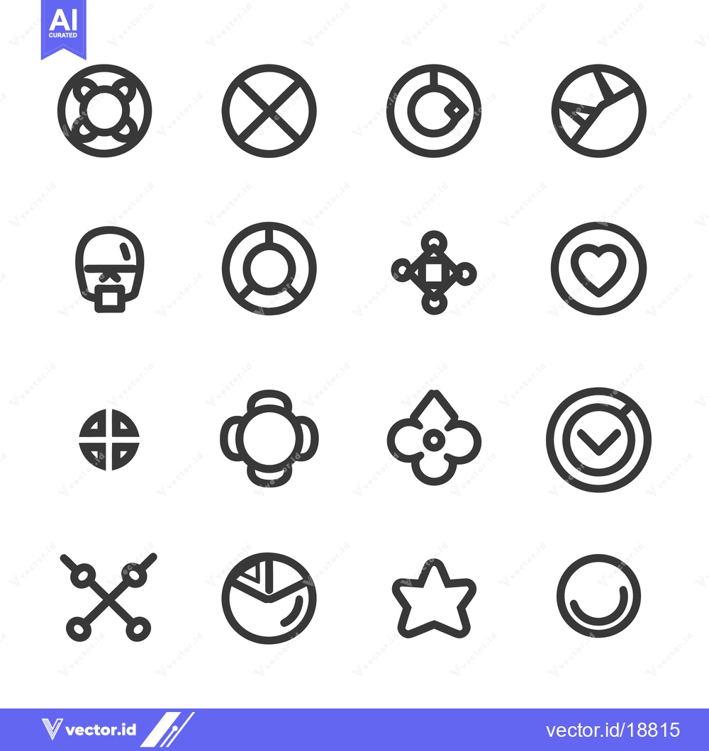 Premium Vector of A Set of Sixteen Circular and Star-Shaped Geometric Icons