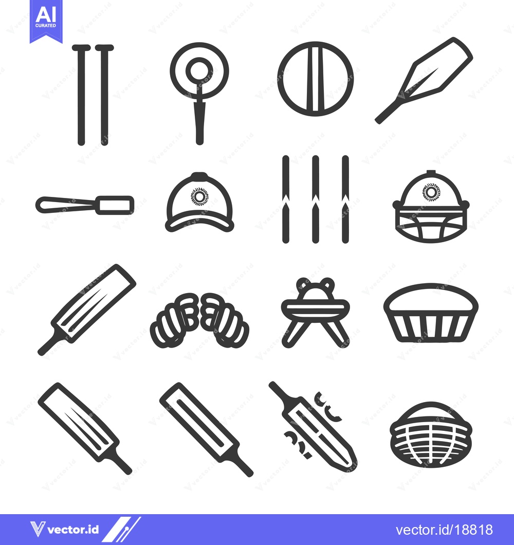 Premium Vector dari A Set of Sixteen Cricket Sport Icons