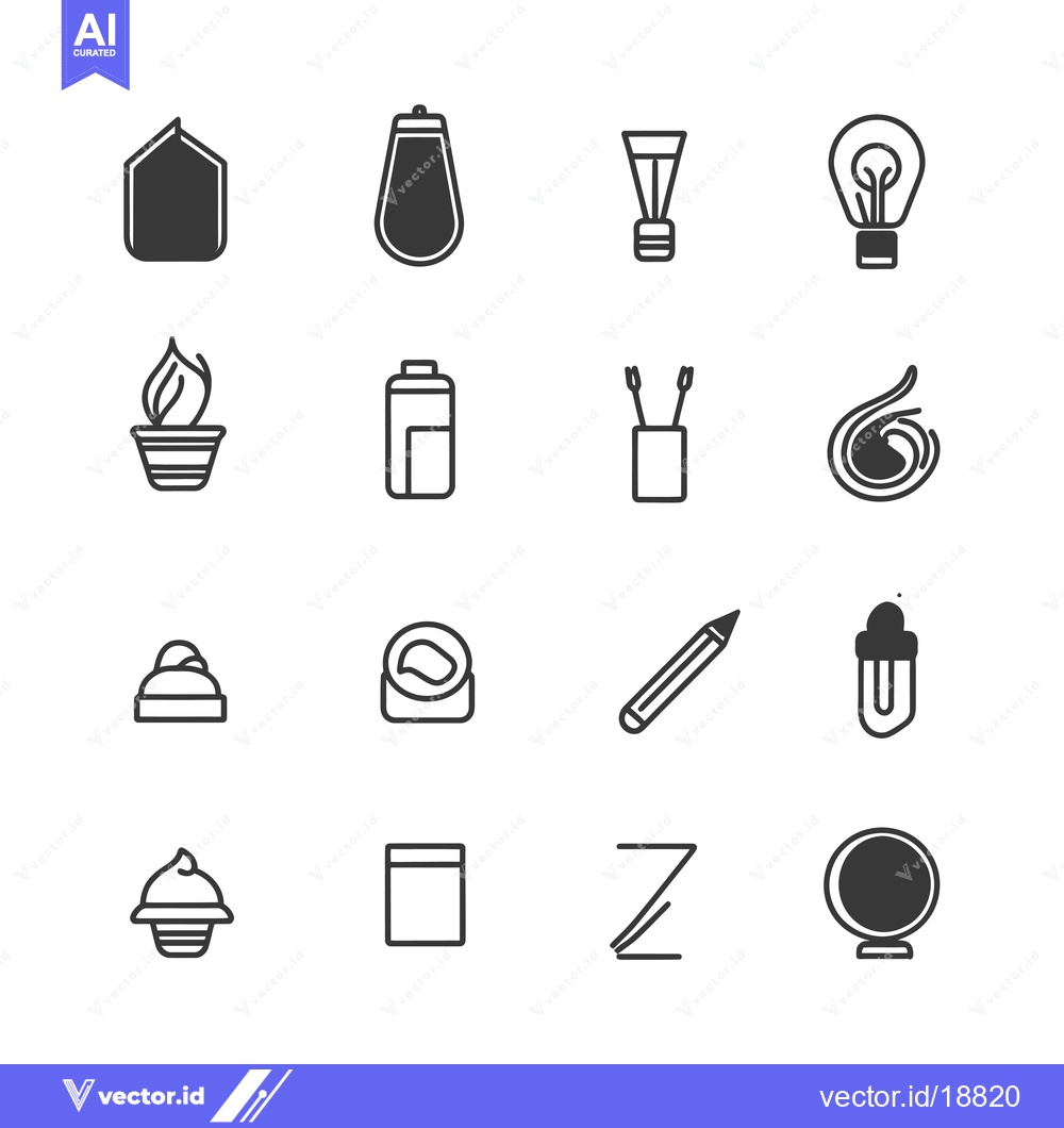 Premium Vector of A Set of Sixteen Diverse Line Icons with Various Themes