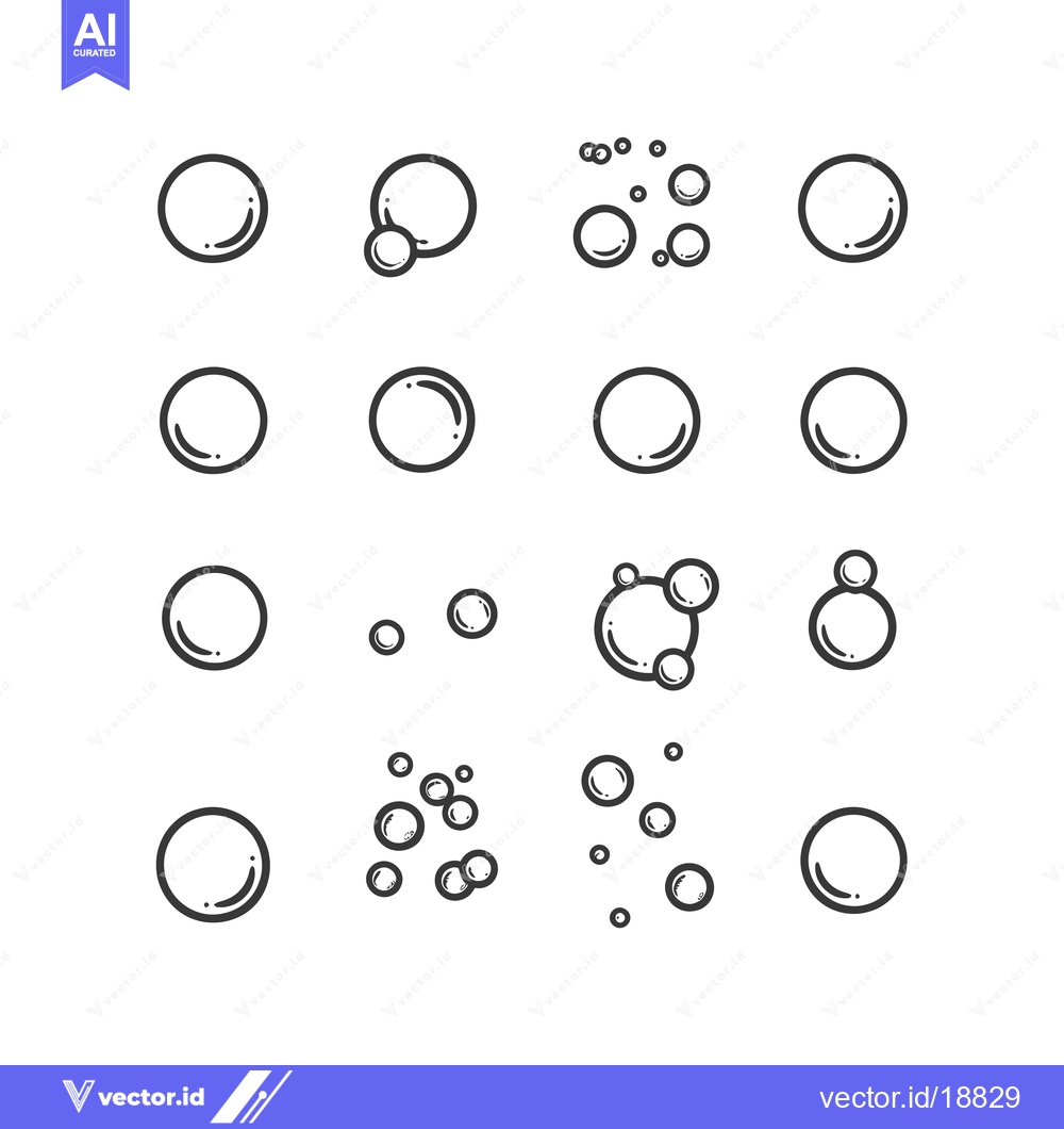 Premium Vector of A Set of Sixteen Hand-Drawn Bubble Illustrations