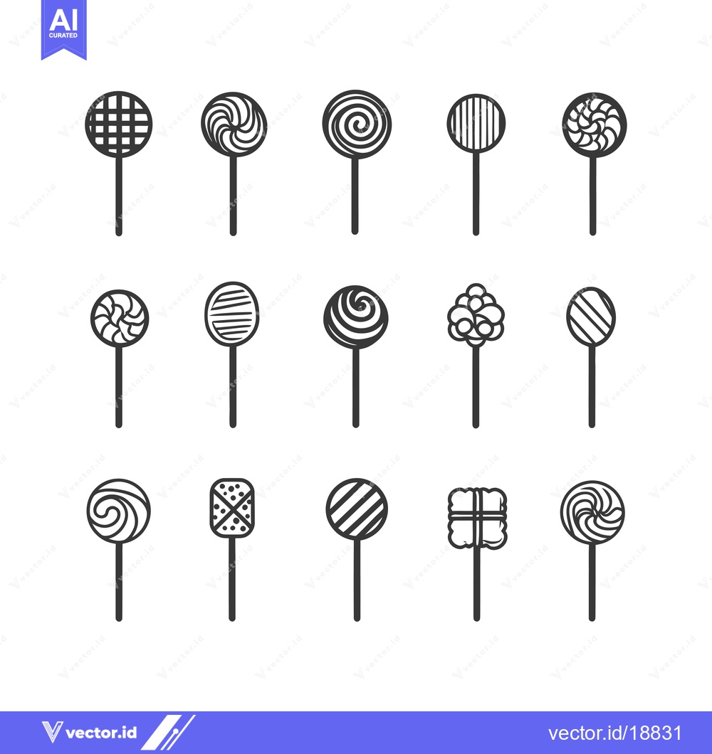 Premium Vector of A Set of Sixteen Hand-Drawn Lollipop Designs
