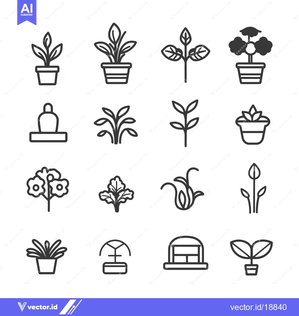 Premium Vector of A Set of Sixteen Line Art Illustrations Depicting Different Types of I