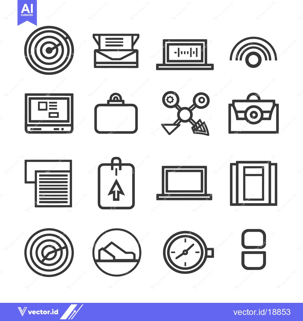 Premium Vector dari A Set of Sixteen Line Icons Depicting Various Objects and Concepts