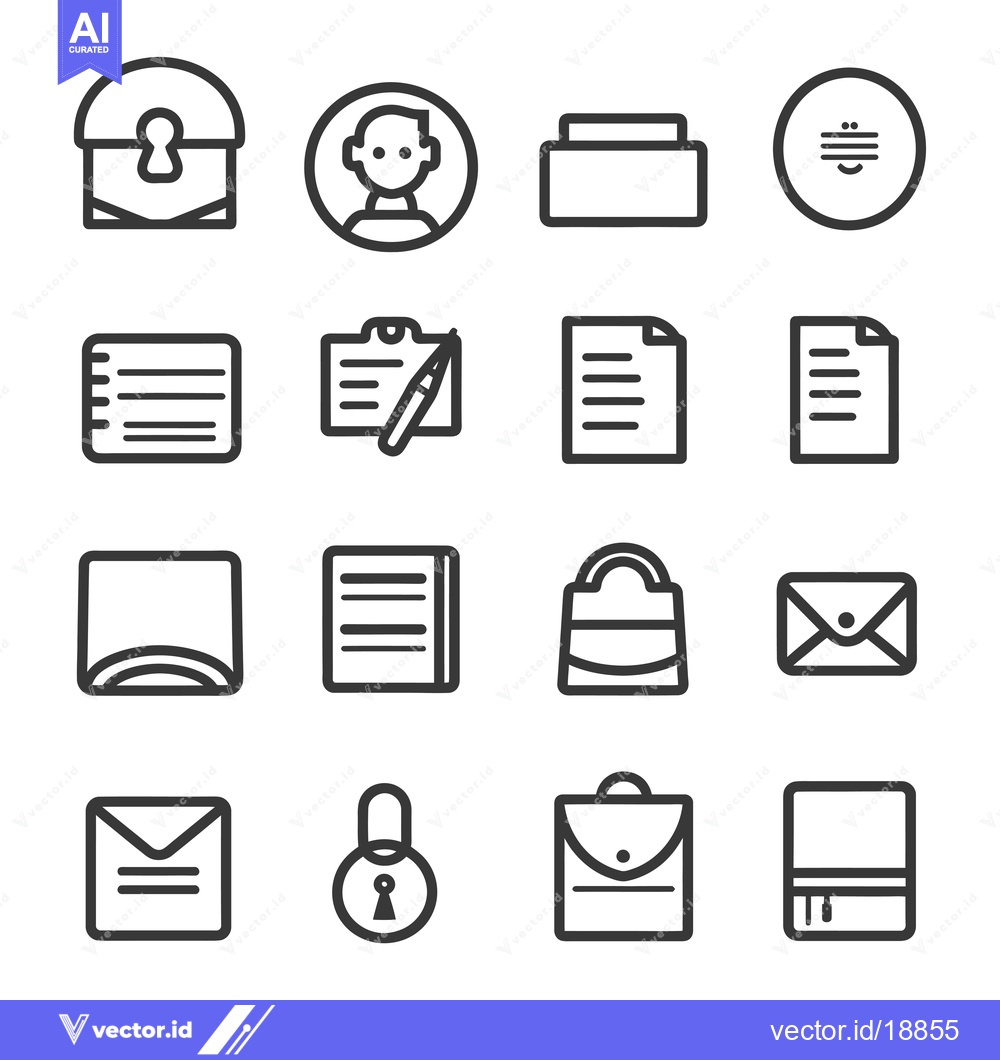 Premium Vector dari A Set of Sixteen Line Icons Representing Various Objects and Concepts