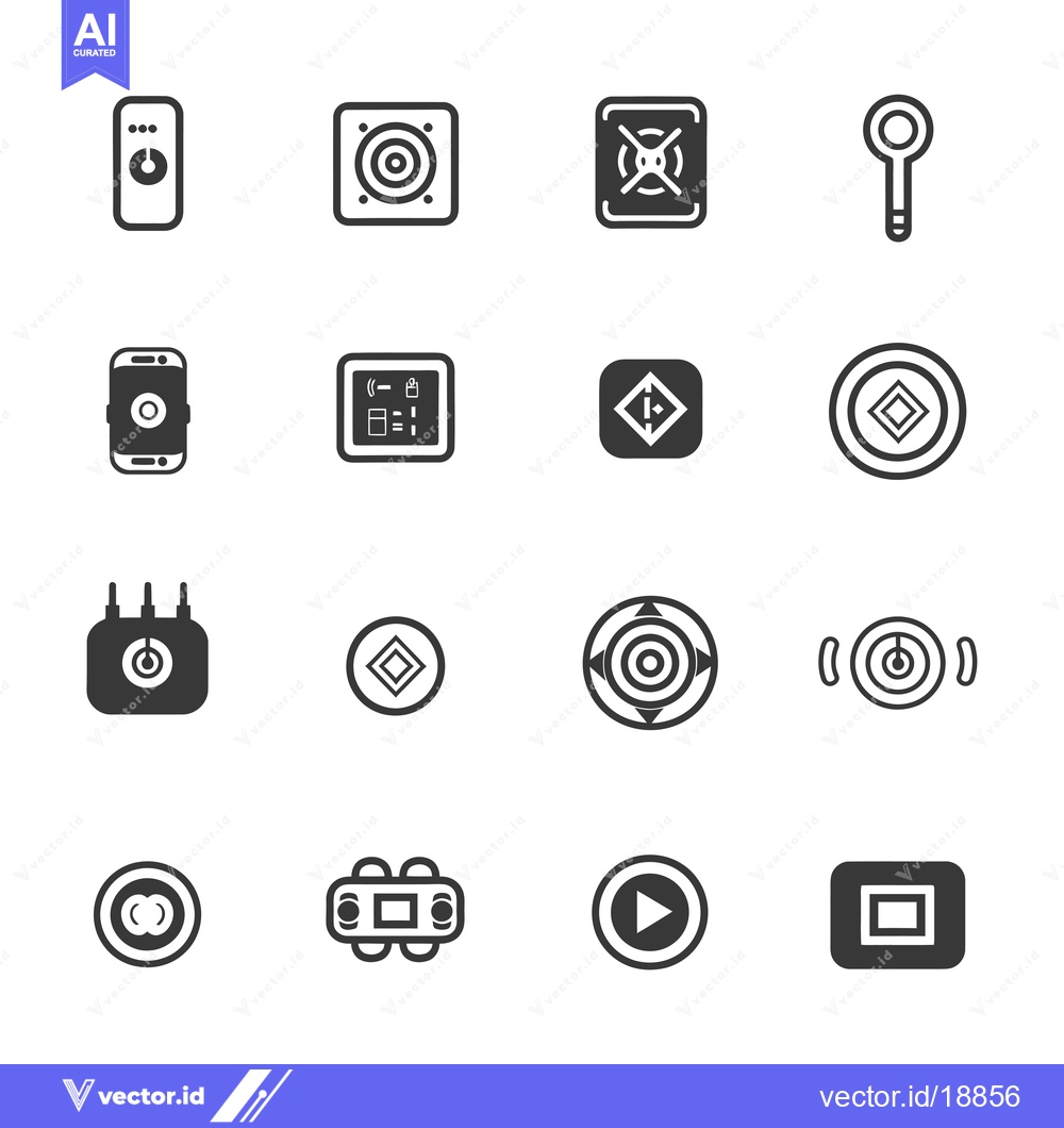 Premium Vector of A Set of Sixteen Monochromatic Icons Depicting Various Abstract Shapes