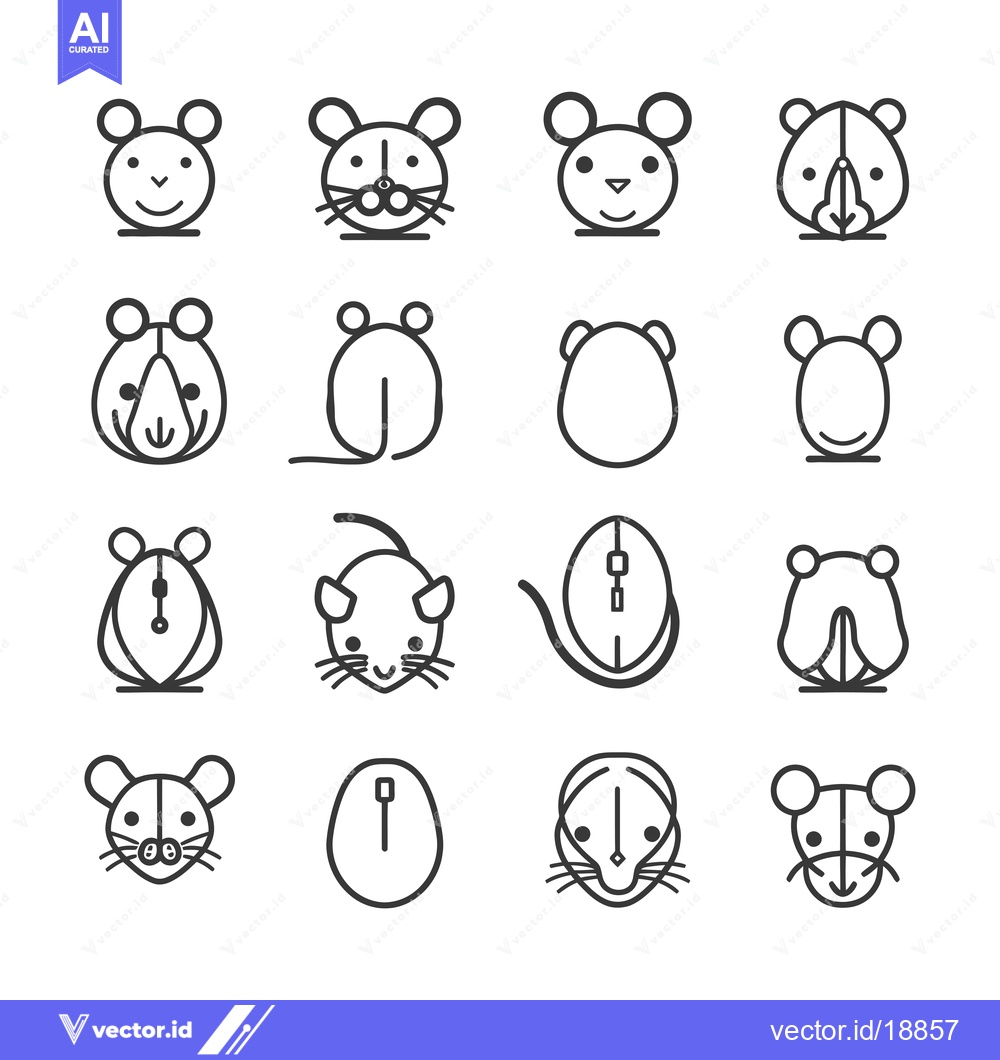 Premium Vector dari A Set of Sixteen Mouse Icons with Various Styles