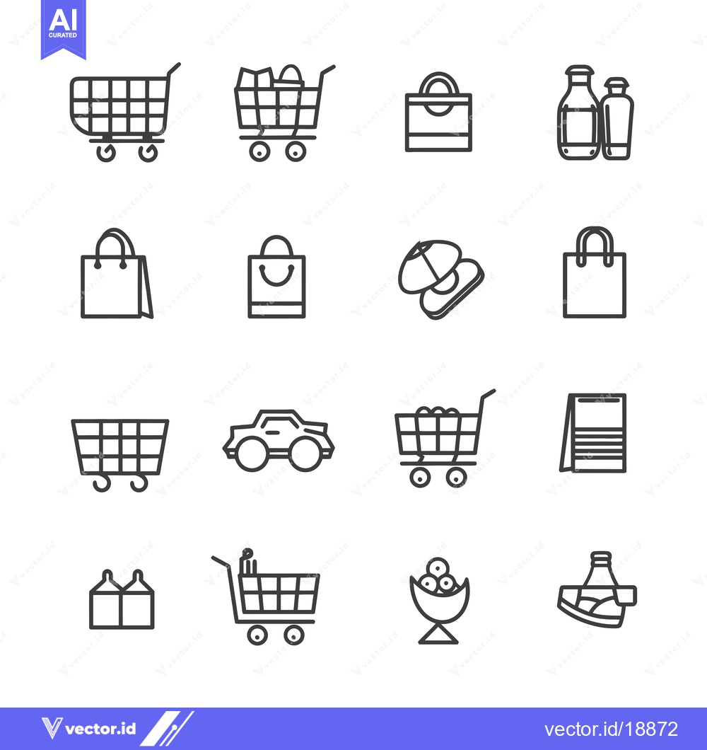 Premium Vector dari A Set of Sixteen Shopping Cart, Shopping Bag, and Other Related Icons