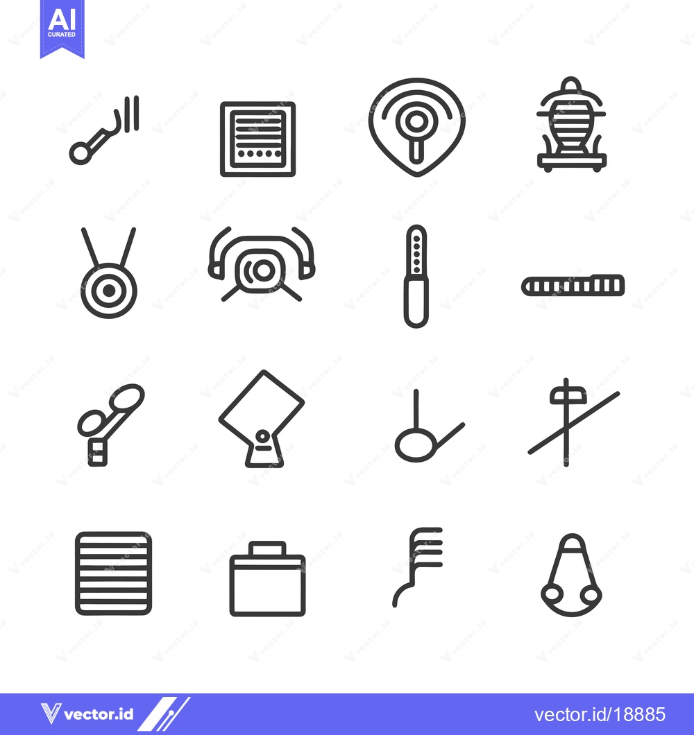 Premium Vector of A Set of Sixteen Simple Line Icons