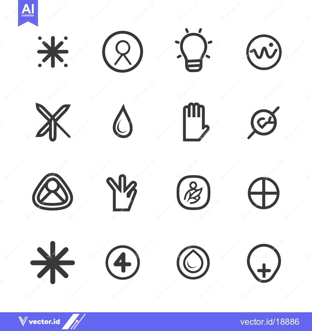 Premium Vector dari A Set of Sixteen Simple Line Icons on a White Background