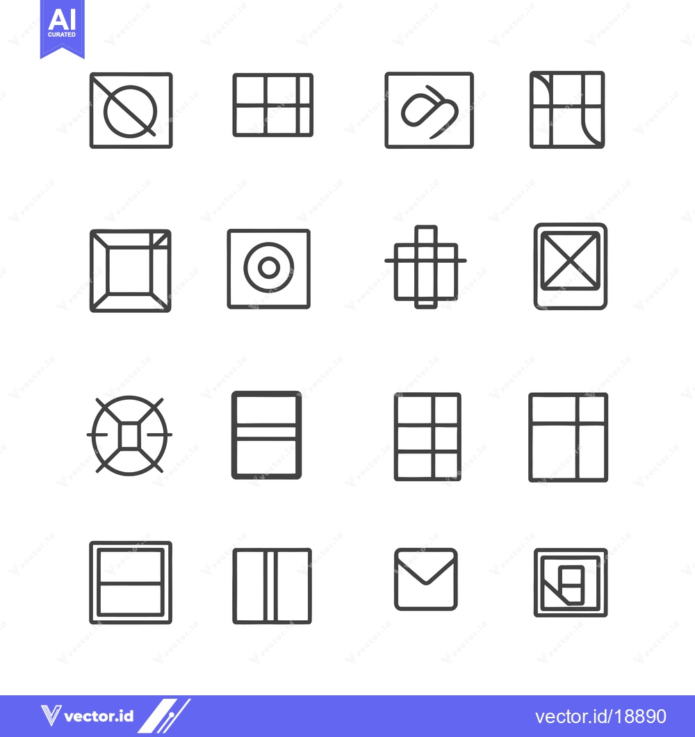 Premium Vector of A Set of Sixteen Square-Shaped Line Icons
