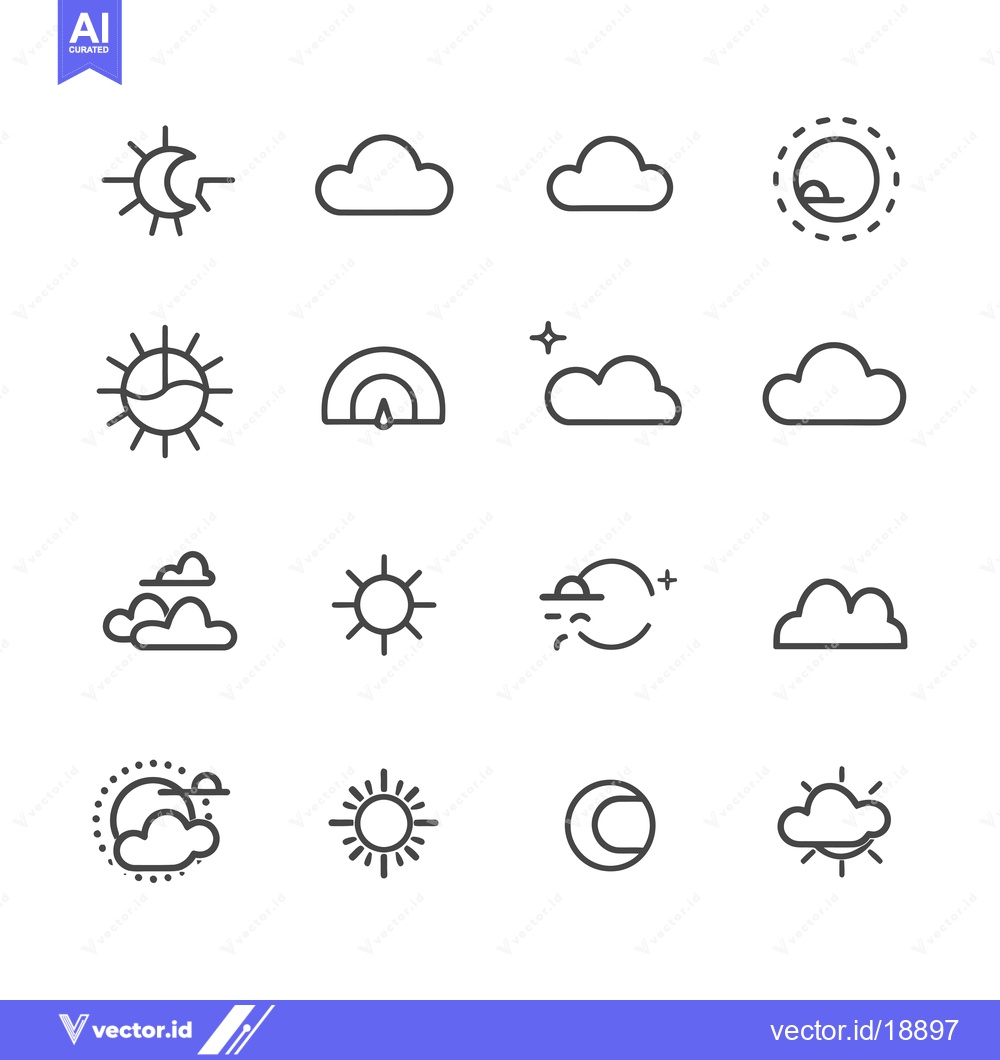 Premium Vector dari A Set of Sixteen Weather-Related Icons