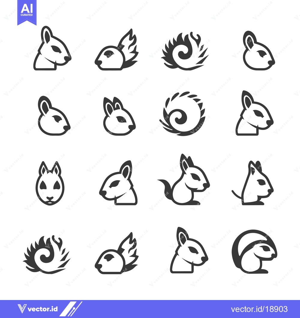Premium Vector dari A Set of Squirrel Icons in Various Poses and Styles