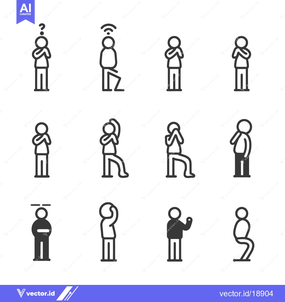 Premium Vector dari A Set of Stick Figure Icons Depicting Various Human Poses