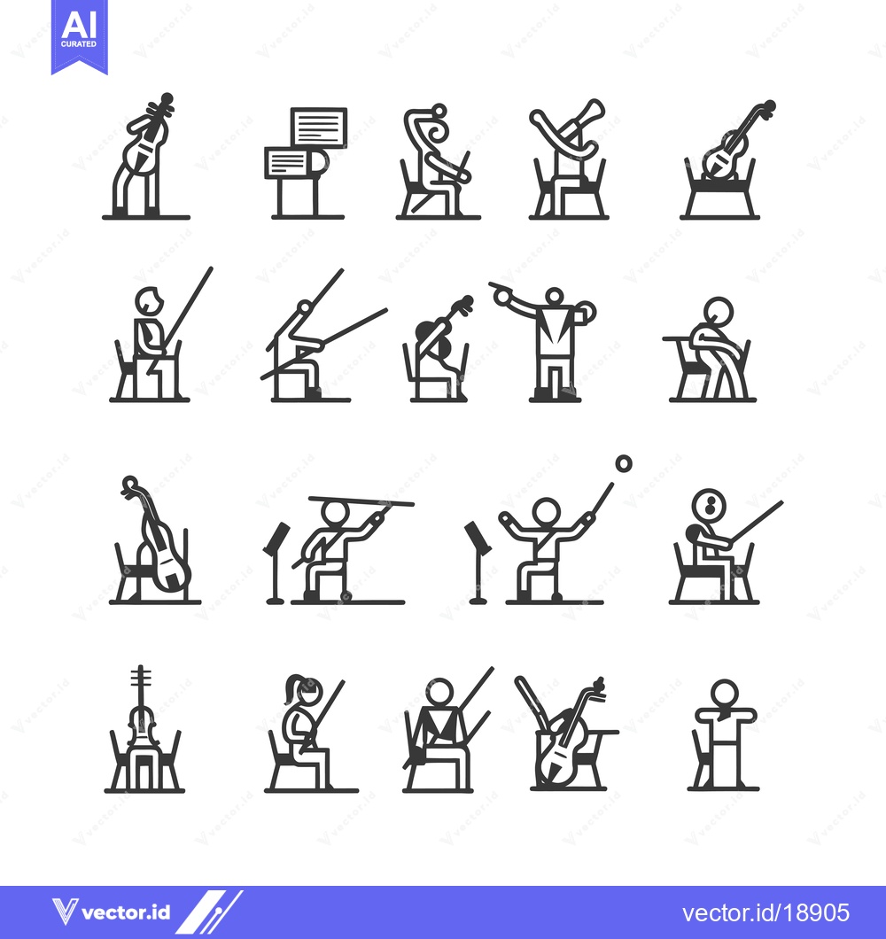 Premium Vector dari A Set of  Stick Figure Illustrations Depicting Orchestra Musicians