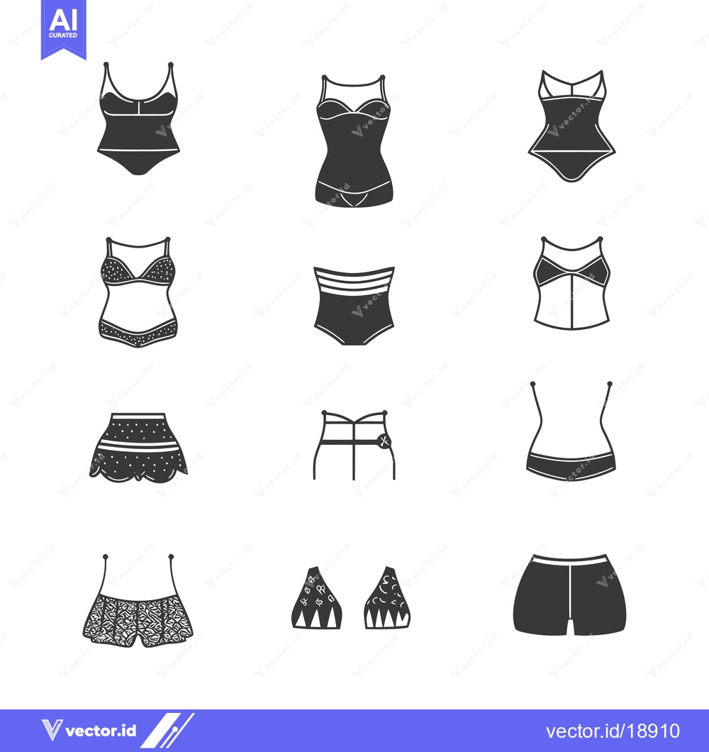 Premium Vector dari A Set of  Swimsuit Silhouettes