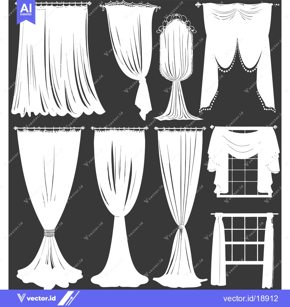 Premium Vector dari A Set of Ten Different Window Curtain Styles