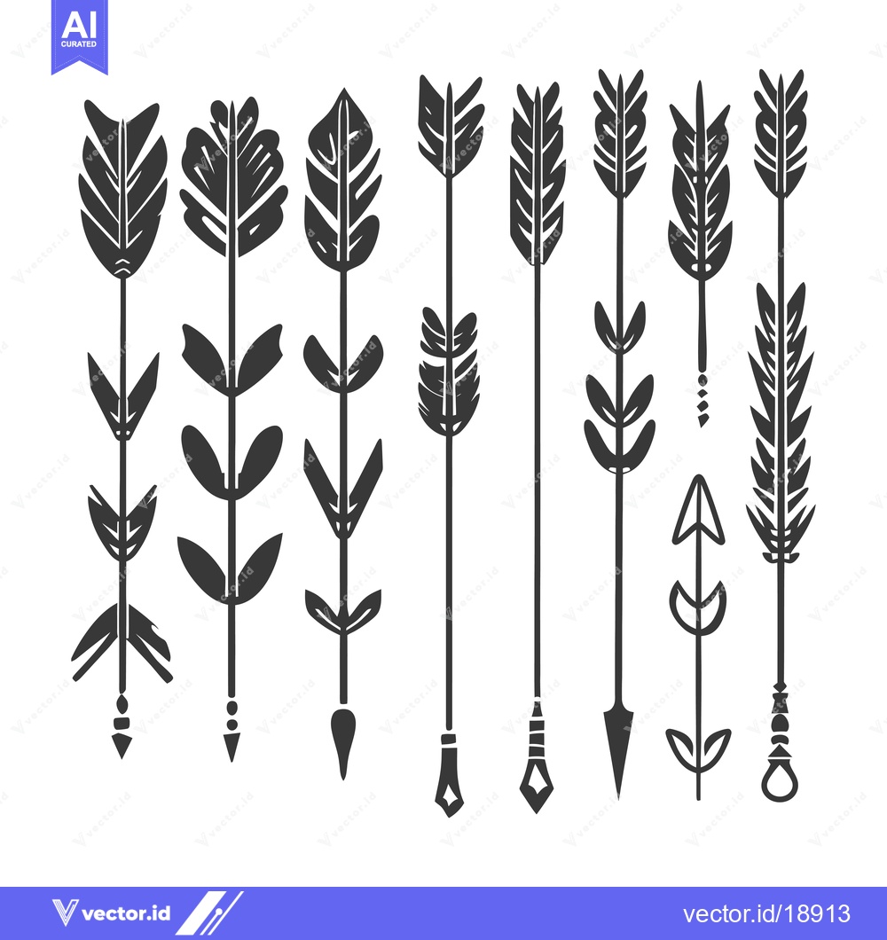 Premium Vector dari A Set of Ten Hand-Drawn Arrows with Different Tips