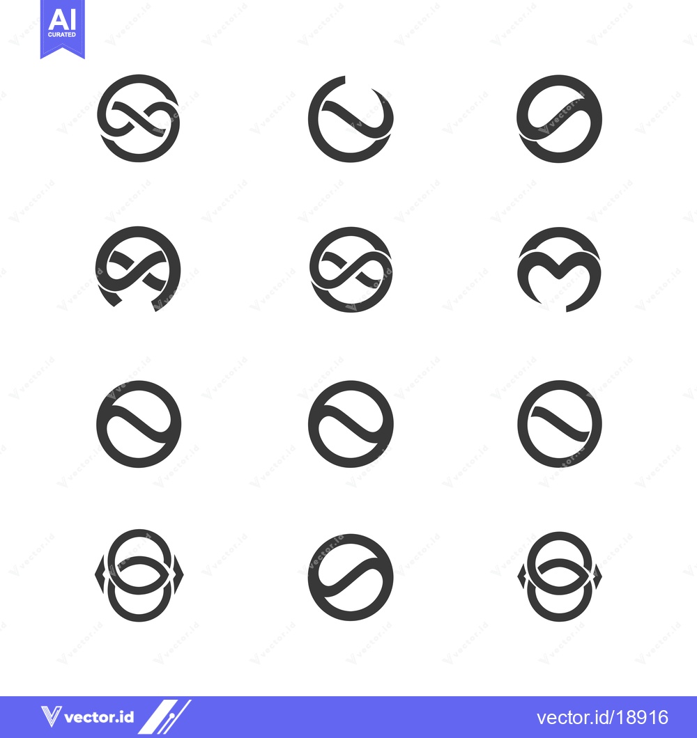 Premium Vector dari A Set of Twelve Abstract Circle Infinity Symbols