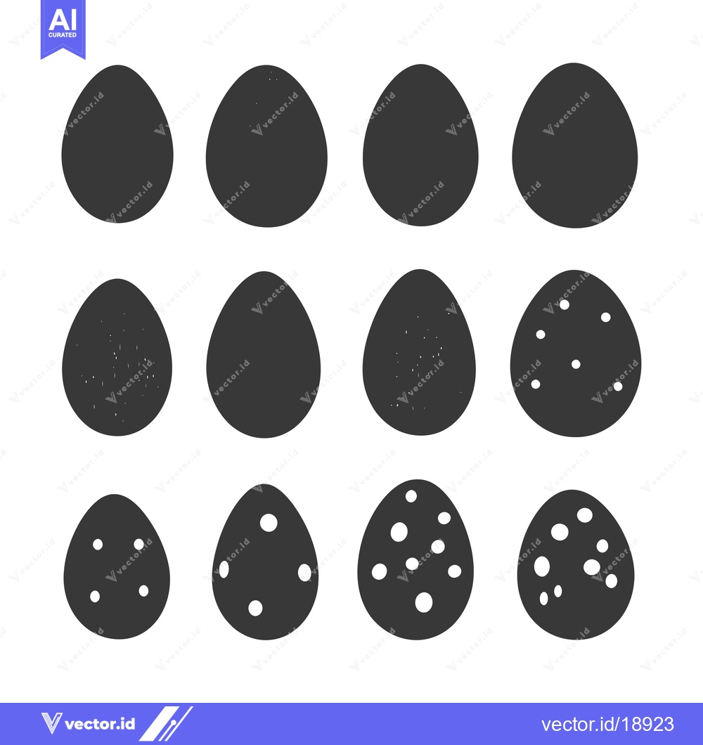 Premium Vector dari A Set of Twelve Black and White Easter Egg Silhouettes
