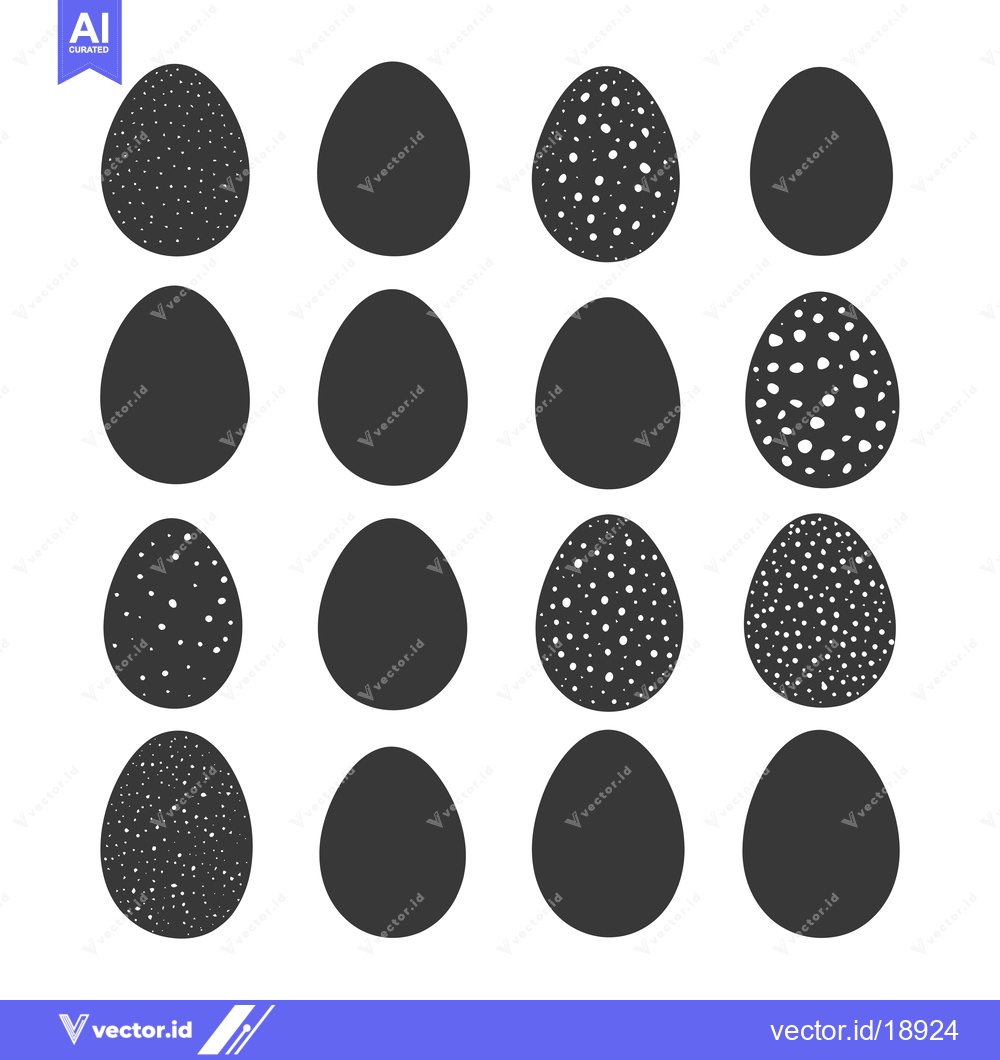 Premium Vector dari A Set of Twelve Black and White Easter Eggs with Various Patterns