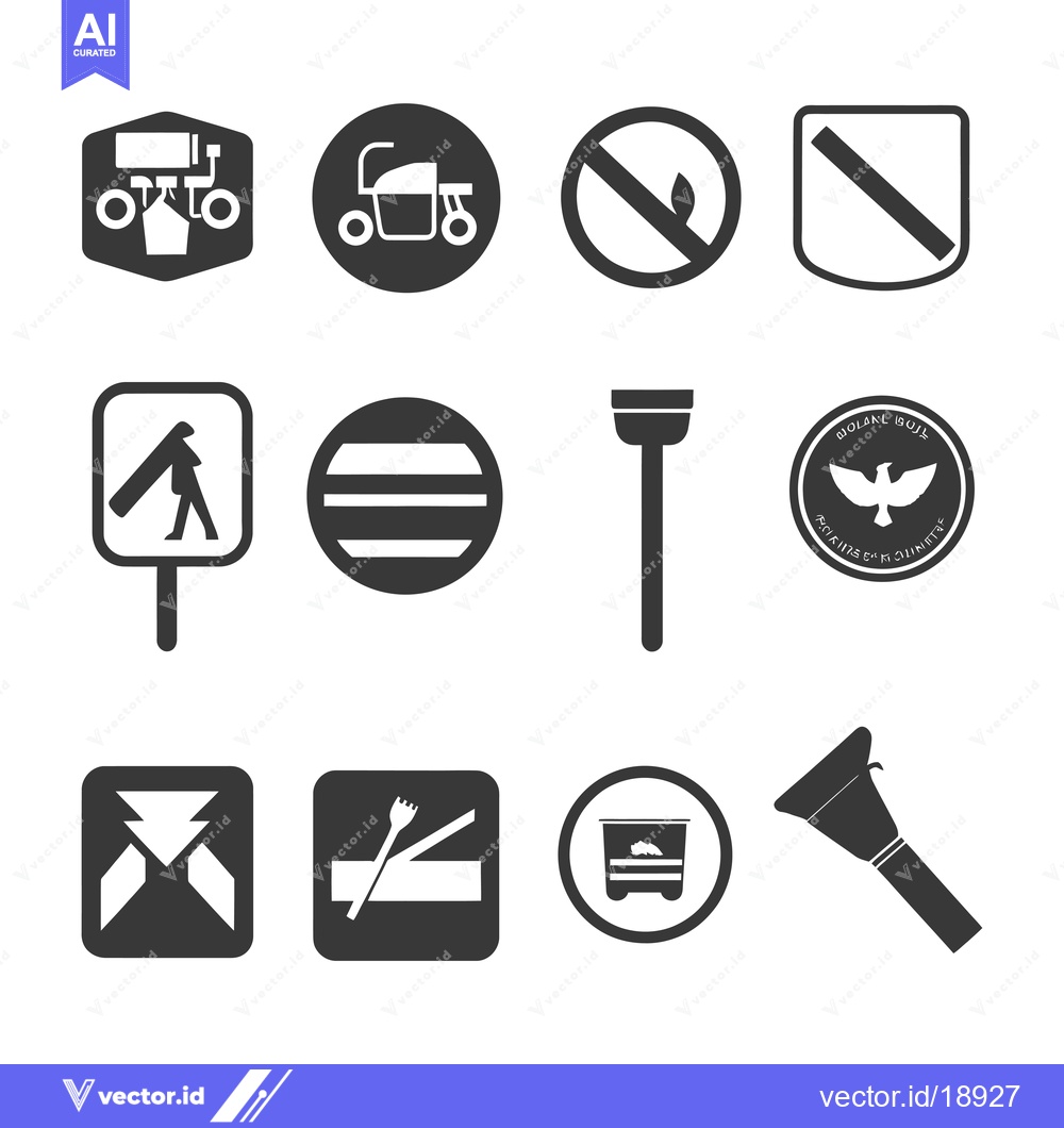 Premium Vector of A Set of Twelve Black and White Icons Depicting Various Symbols