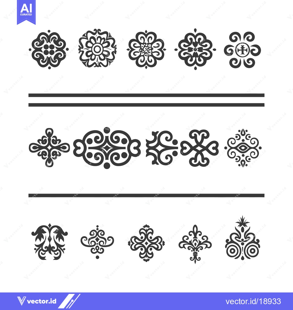 Premium Vector dari A Set of Twelve Black and White Ornamental Designs