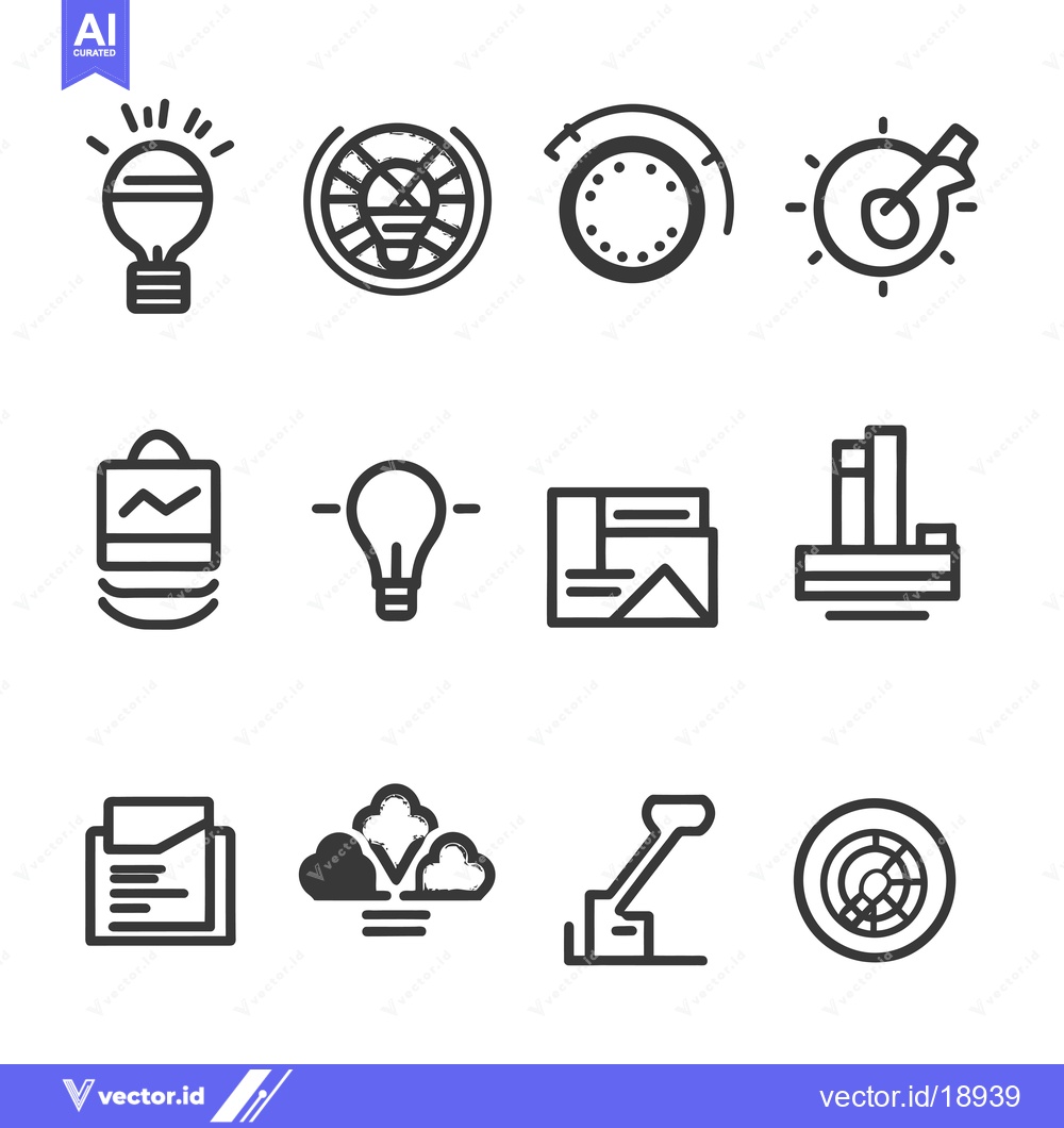Premium Vector dari A Set of Twelve Business and Finance Line Icons