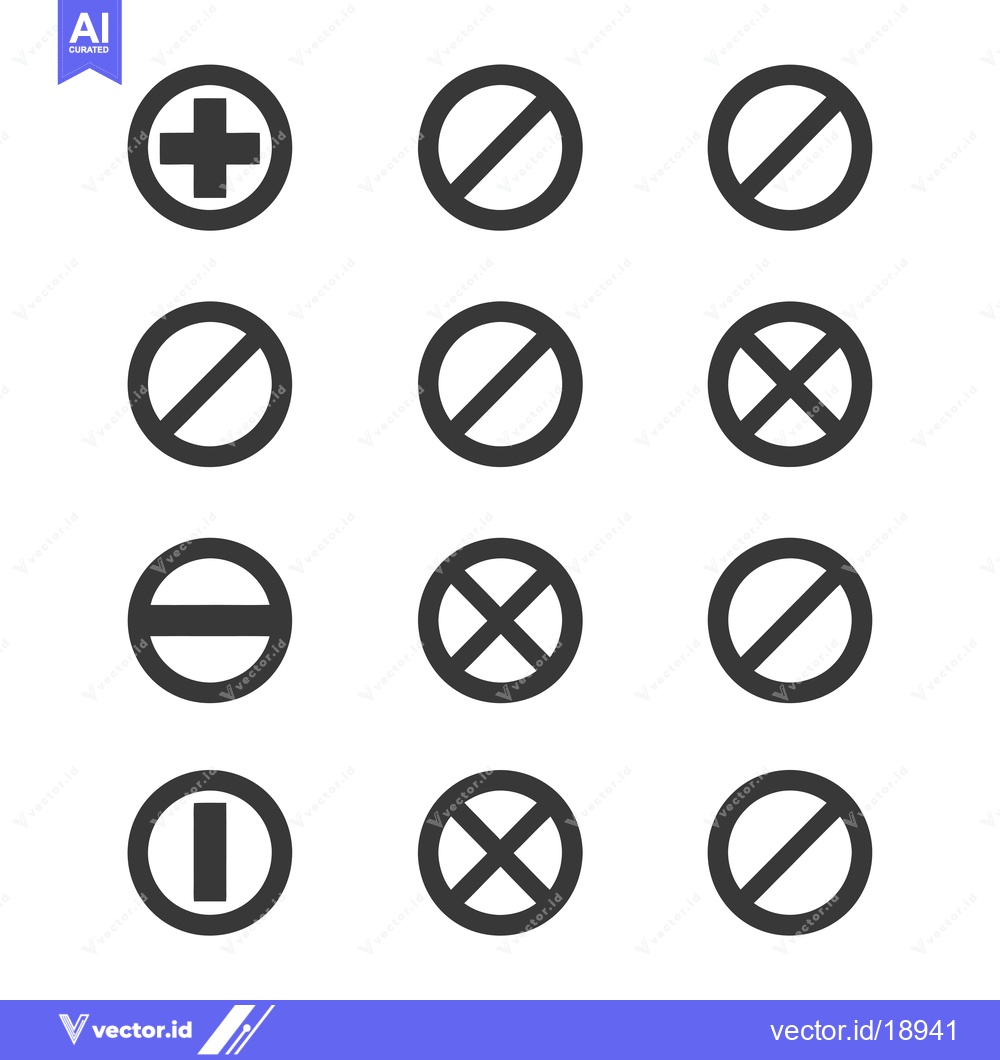Premium Vector of A Set of Twelve Circle-Based Prohibition Signs with Different Line Pat
