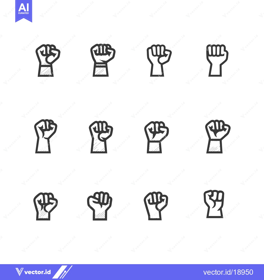 Premium Vector of A Set of Twelve Hand-Drawn Fist Icons