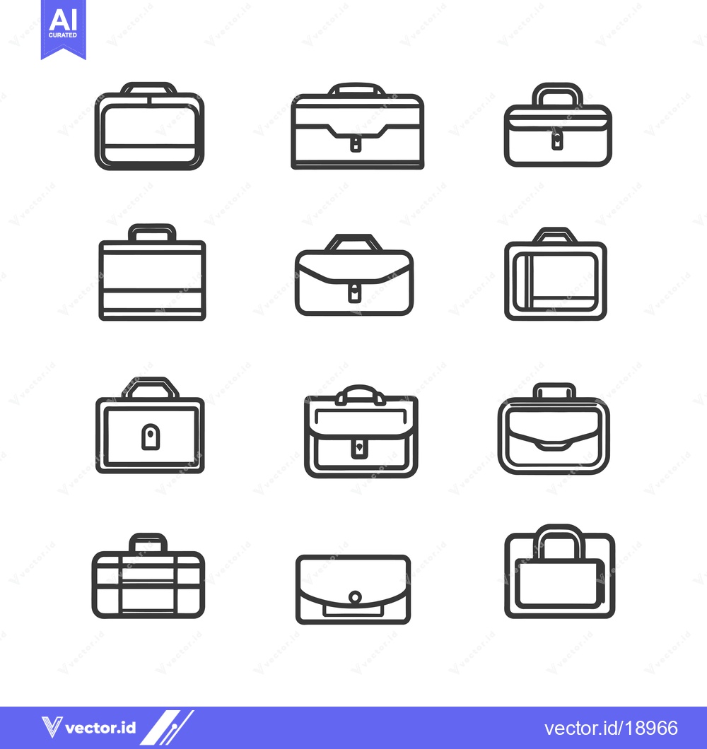 Premium Vector of A Set of Twelve Line Drawings of Suitcases and Briefcases