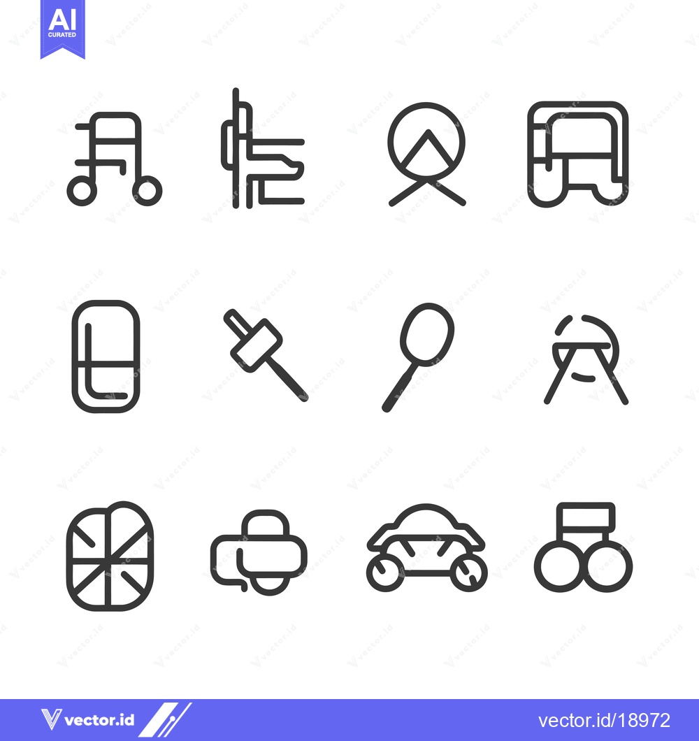 Premium Vector dari A set of twelve line icons depicting various transportation methods