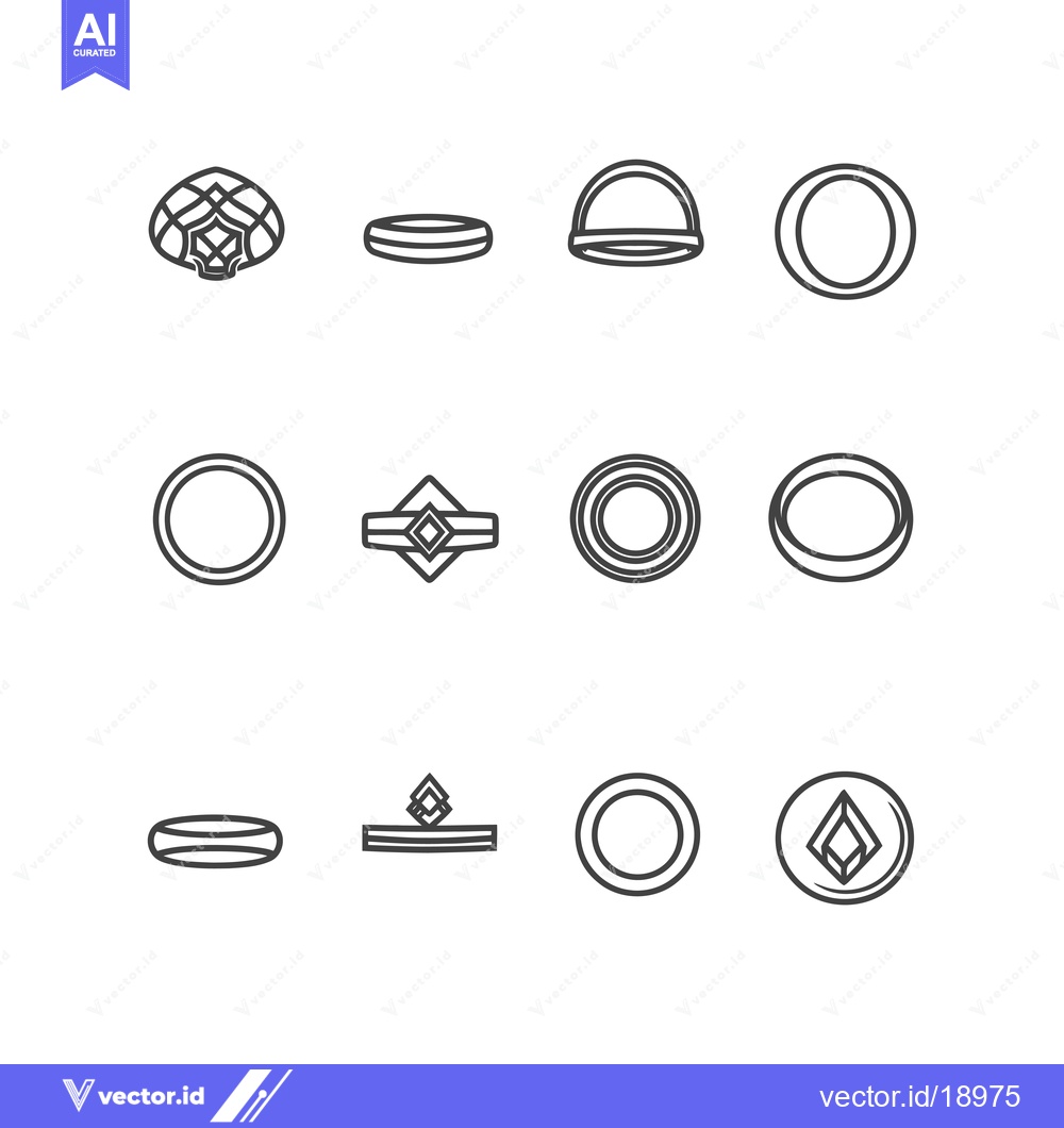 Premium Vector dari A Set of Twelve Outline Rings and Circles
