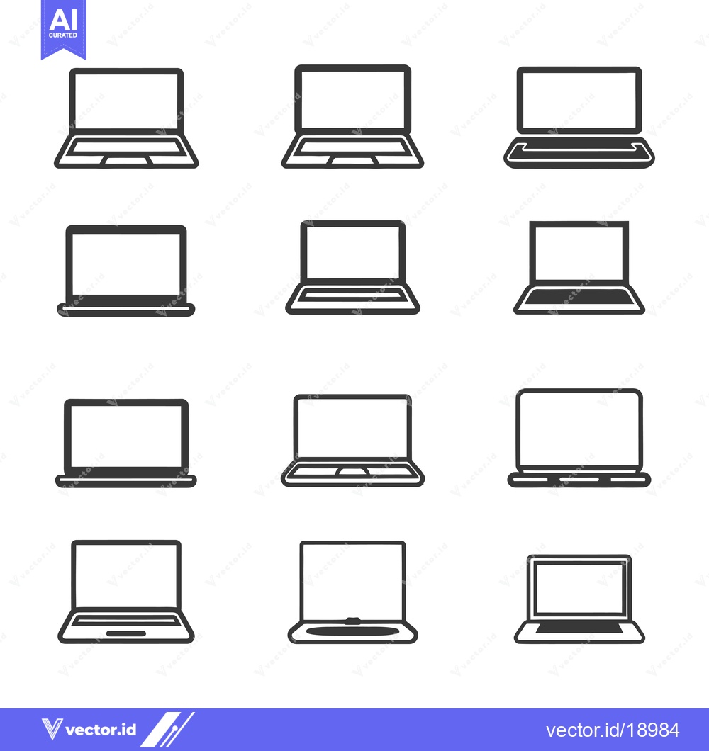 Premium Vector of A Set of Twelve Simple Laptop Icons