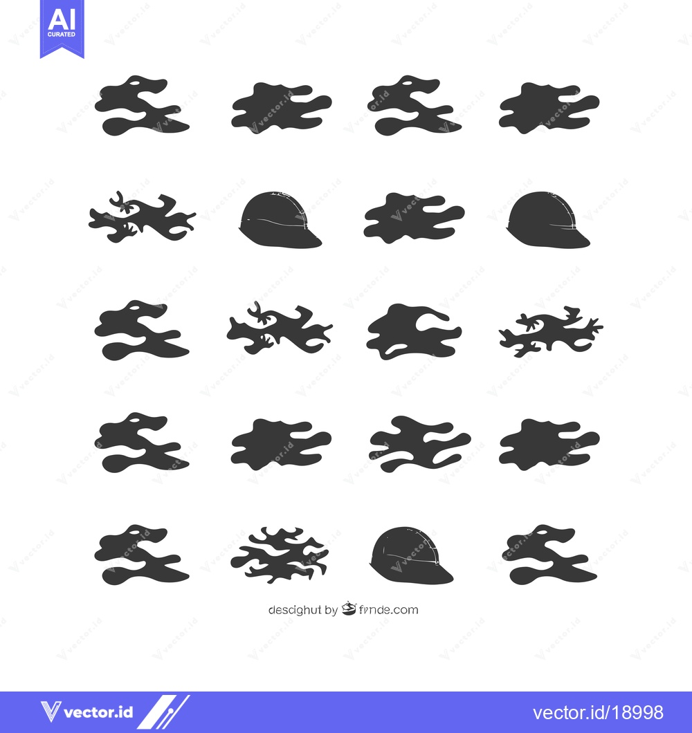Premium Vector of A Set of Twenty Black and White Abstract Shapes Including a Baseball C