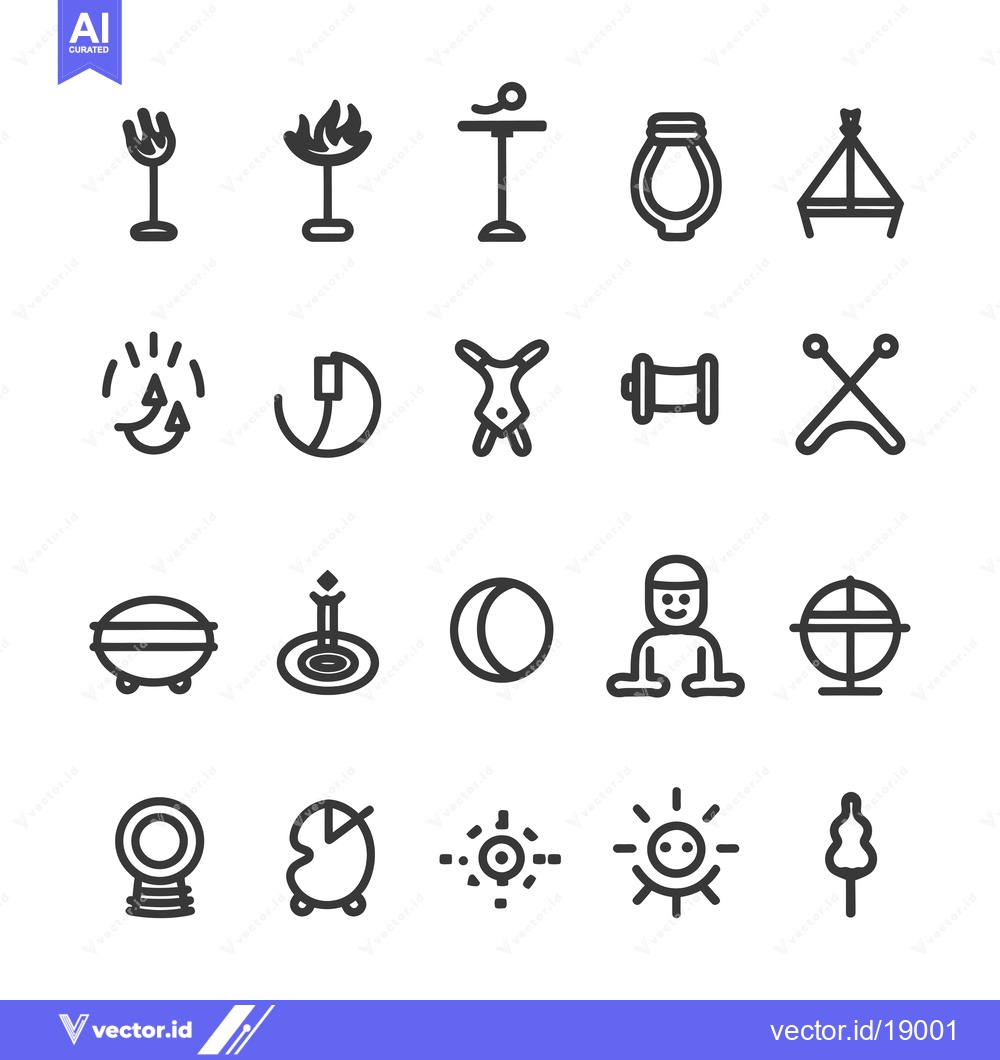 Premium Vector of A Set of Twenty Black and White Outline Icons