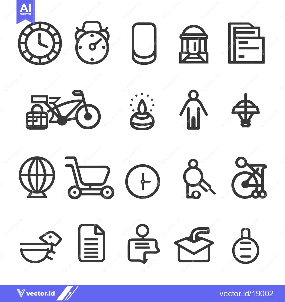 Premium Vector of A Set of Twenty Black and White Outline Icons