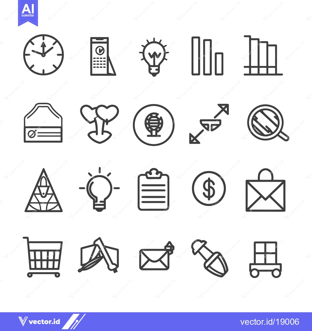 Premium Vector dari A Set of Twenty Business and Finance Line Icons