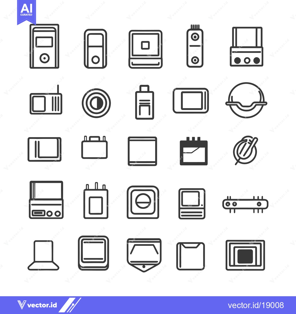 Premium Vector of A Set of Twenty-Five Retro-Style Electronic Device Icons