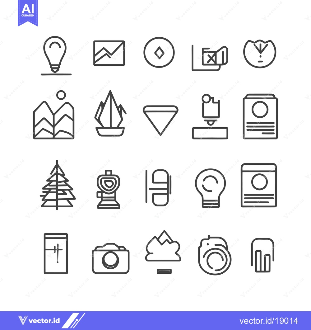 Premium Vector of A Set of Twenty Line Icons Representing Diverse Concepts