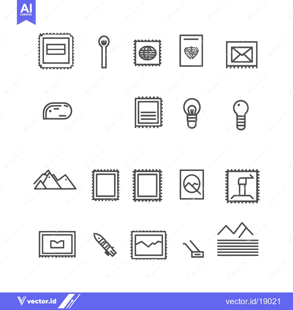 Premium Vector of A Set of Twenty Simple Line Icons in Black and White