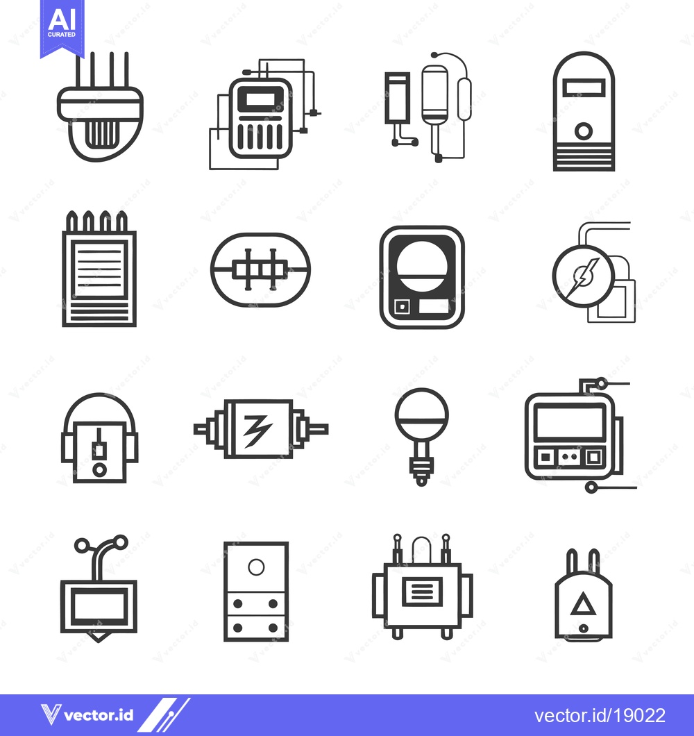 Premium Vector of A set of various black and white electronic device icons