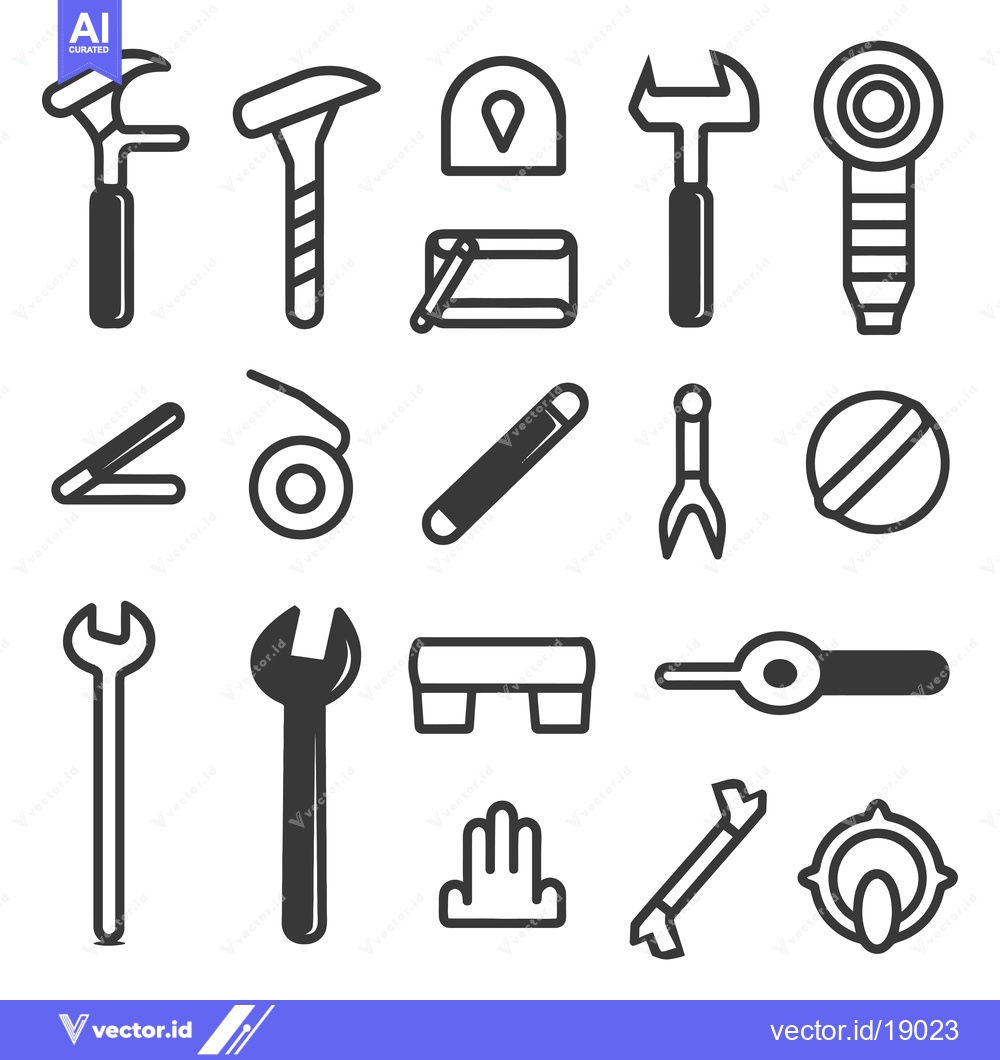 Premium Vector dari A Set of Various Tool and Object Line Icons