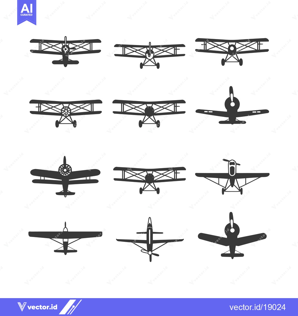 Premium Vector of A Set of Vintage Aircraft Silhouettes Viewed From Below