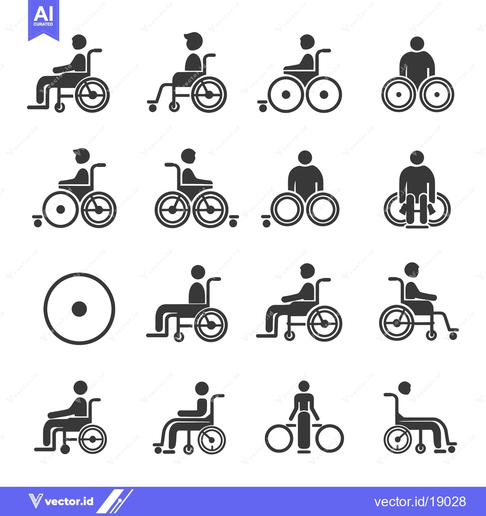 Premium Vector dari A Set of Wheelchair Icons Representing Different Types of Chairs