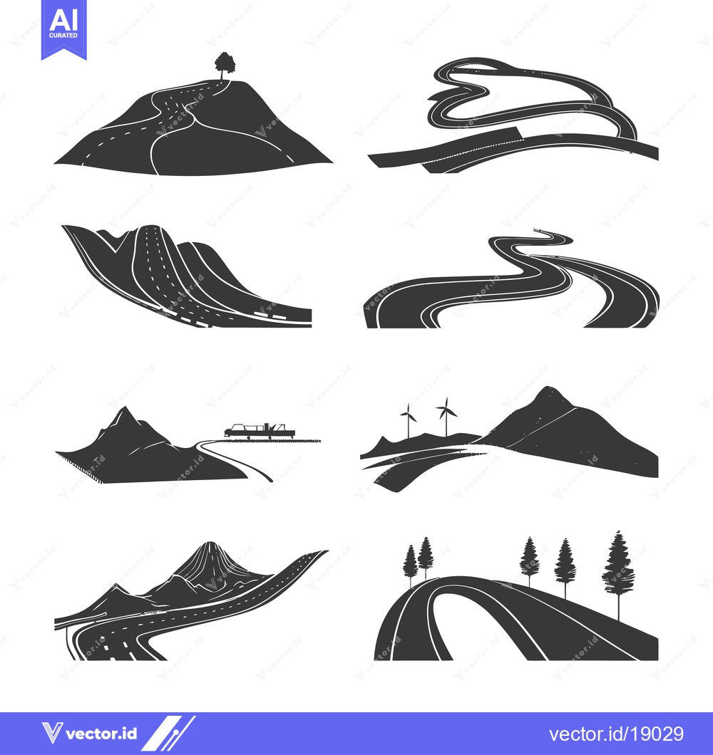 Premium Vector of A Set of Winding Roads in Diverse Landscapes