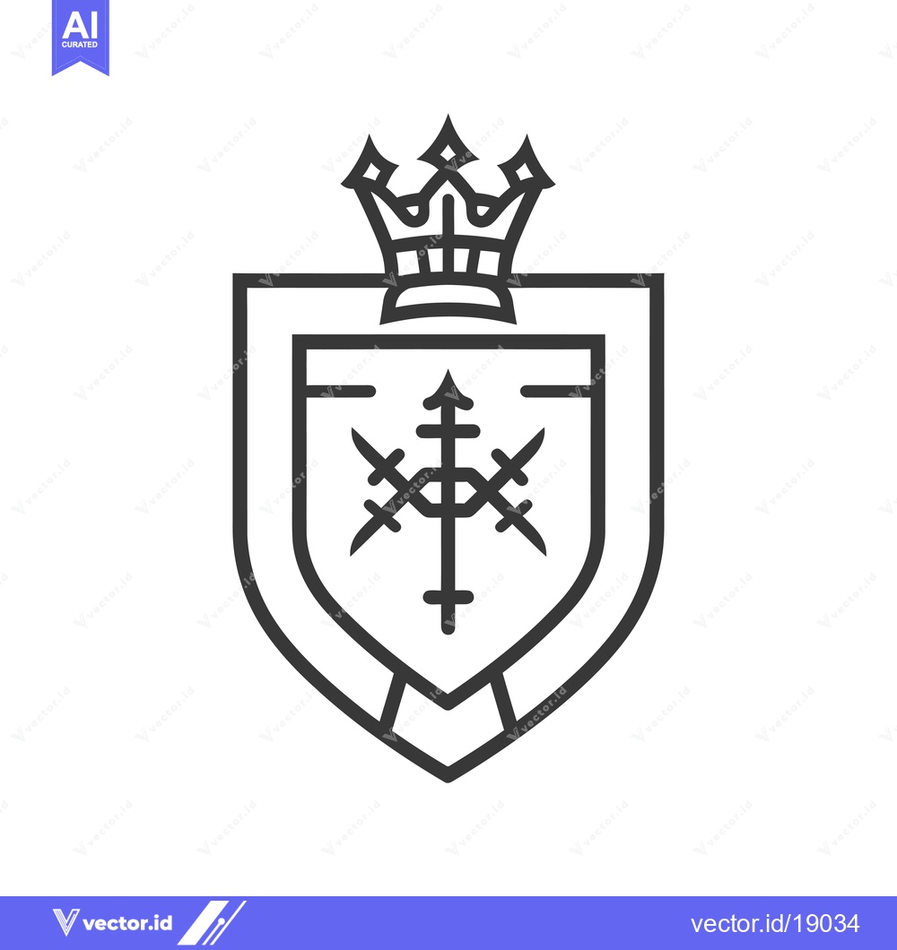 Premium Vector dari A Shield With A Crown And A Sword Icon