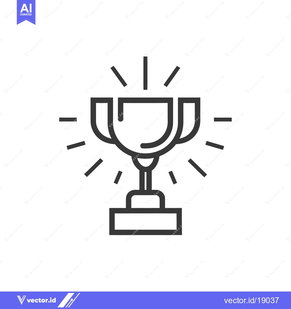 Premium Vector dari A Shining Trophy With a Pedestal and a Starburst Design