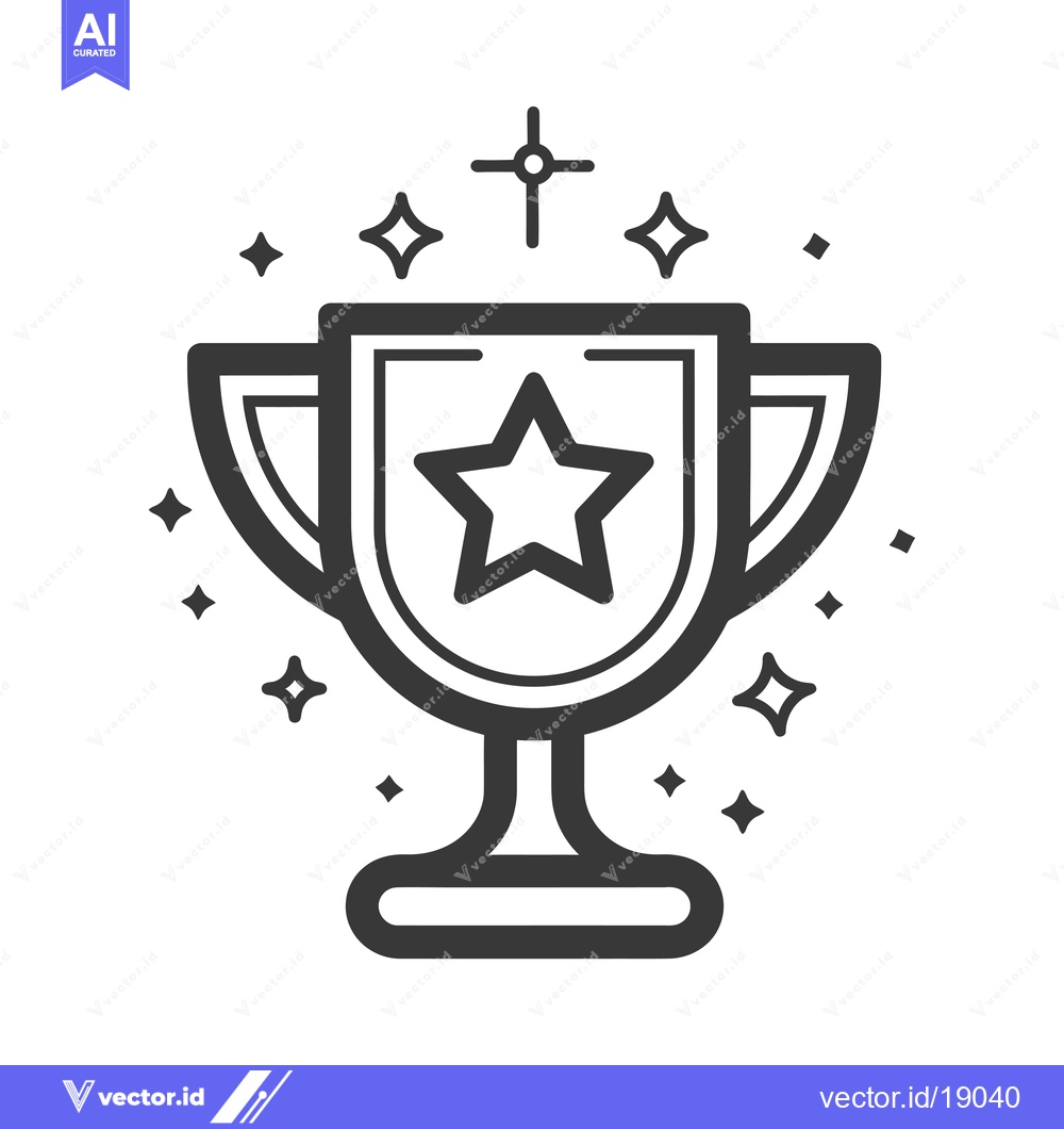 Premium Vector of A Shiny Gold Trophy with a Star Inside and a Cross Above it