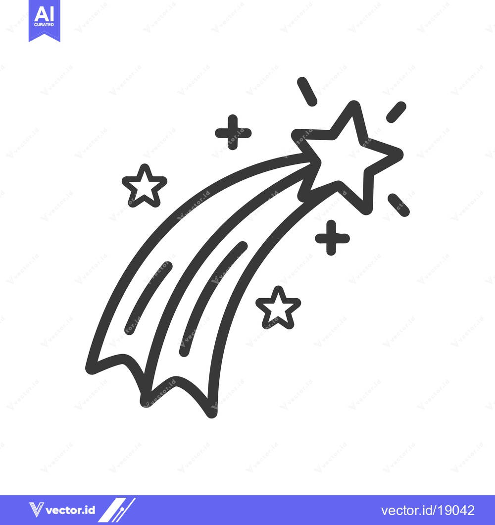 Premium Vector dari A shooting star with a glowing tail and small stars around it