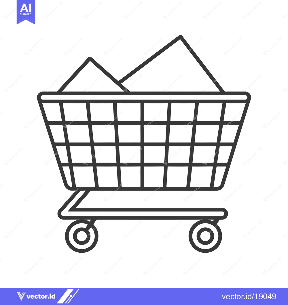Premium Vector of A Shopping Cart with Items Represented by Triangles